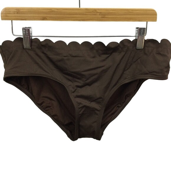 Kate Spade New York Womens Scalloped Hipster Bikini Bottom Expresso Size XL NWT - Picture 1 of 7